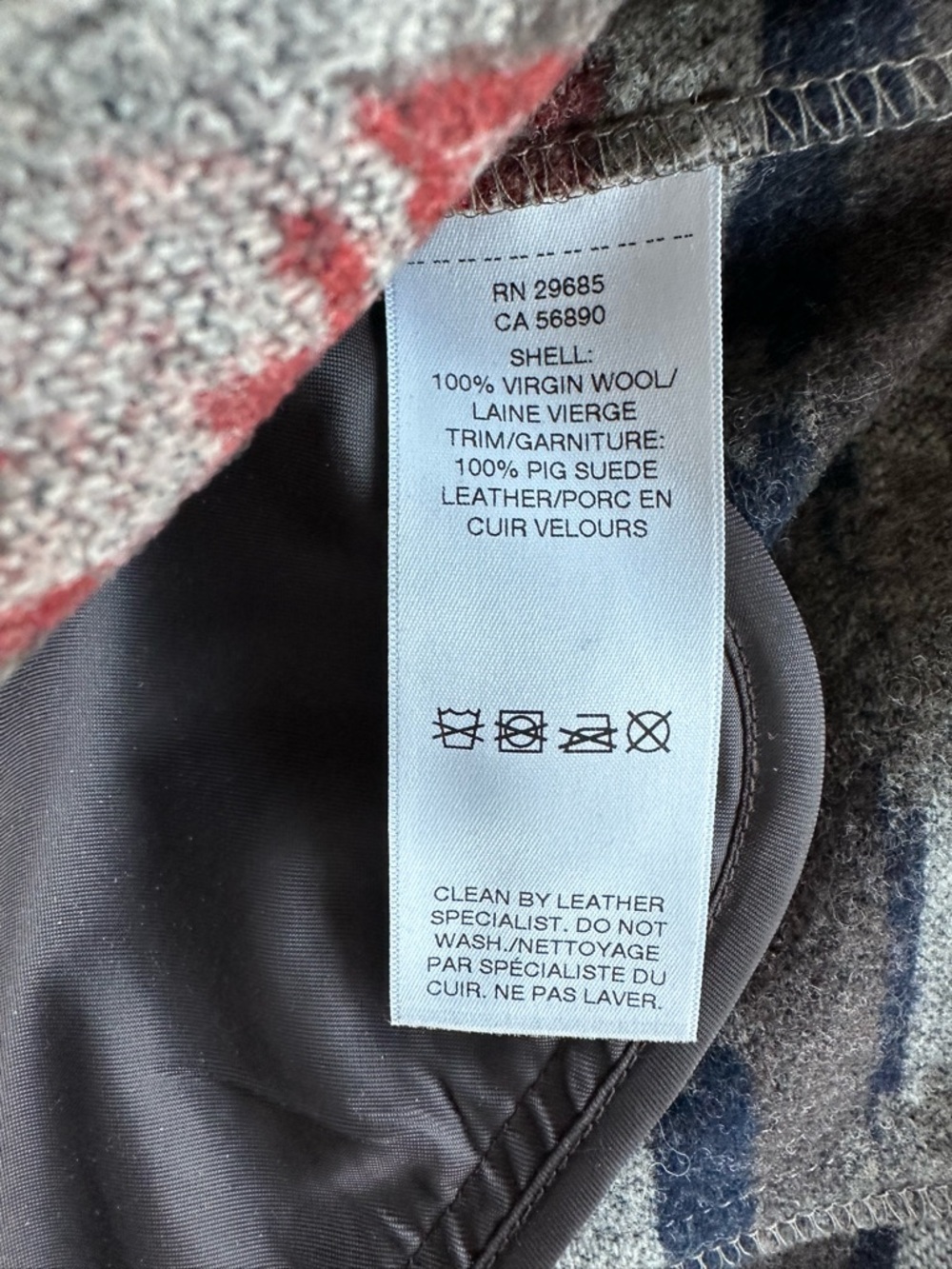 Pendleton Brown Gray Red Patterned Shawl Collar Vest - Picture 7 of 9